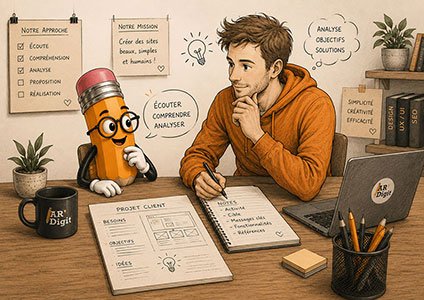 Un échange autour d'un carnet — l'écoute des besoins