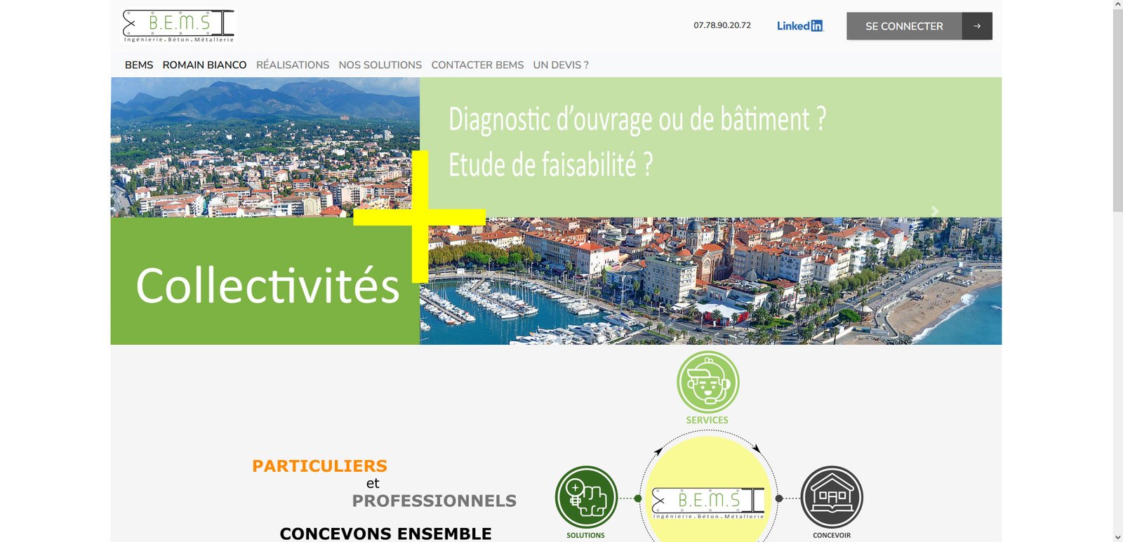 Page d'accueil du site BEMS livré